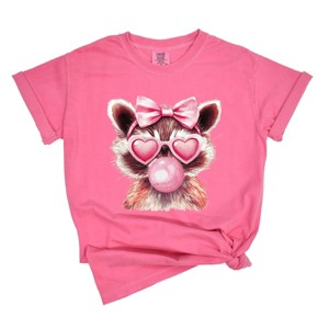 Valentine Raccoon With Bubblegum - Women's Garment Dyed Graphic T-Shirt - 1 of 4