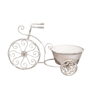Vintage Bicycle Plant Pot, Charming Decorative Metal Flower Cart, Garden and Home Decor, 1pc - 1 of 4