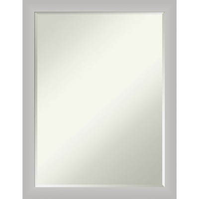 Amanti Art Low Luster Silver Petite Bevel Wood Bathroom Wall Mirror 26.5 x 20.5 in.