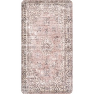 Nuloom Floral Vintage Kitchen or Laundry Comfort Indoor Mat, 20" x 36", Rust - 1 of 4