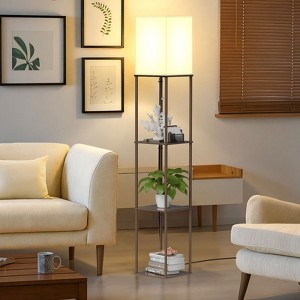 Napei 62-in Shelf Floor Lamp with Fabric Shade - 1 of 4