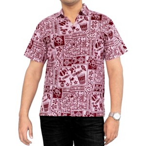 LA LEELA Men's Button Down Short Sleeves Casual Hawaiian Shirt Beach Aloha Party Summer Holidays Vacation Shirts For Mens - 1 of 3