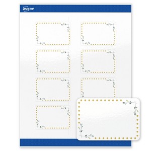 Avery 2" x 3" Labels, Gold Dots with Green Florals, 80 ct - 1 of 4