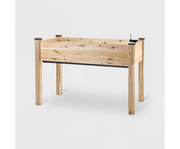 48" Self-Watering Rectangular Red Cedar Planter Gray - CedarCraft