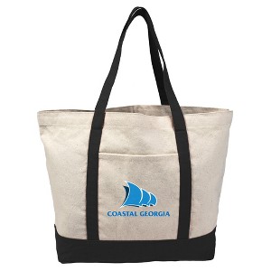 College Of Coastal Georgia Primary Logo Canvas Tote Bag With External Pocket, Reusable Shoulder Bag for Shopping, School, Beach - 1 of 4