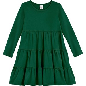 City Threads Girls Soft Jersey Cotton Long Sleeve Tiered Dress - USA-Made Comfortable & Stylish Kids/Toddlers Clothing - 1 of 4