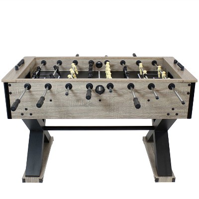 Gray Distressed Wood Indoor Foosball Table with Black Legs