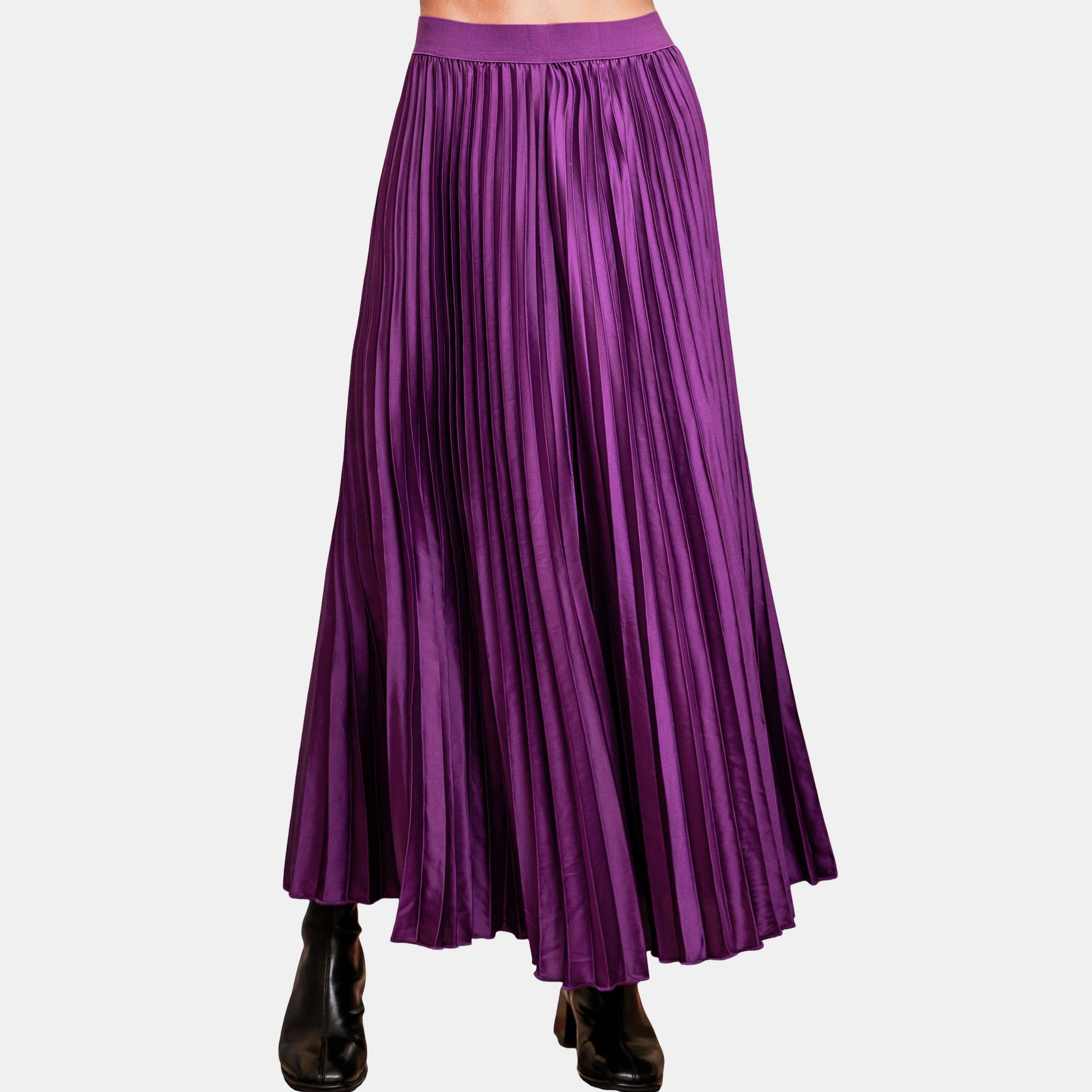 Women's Pleated Maxi Skirt in Rich Purple Hue - Cupshe-L-Purple