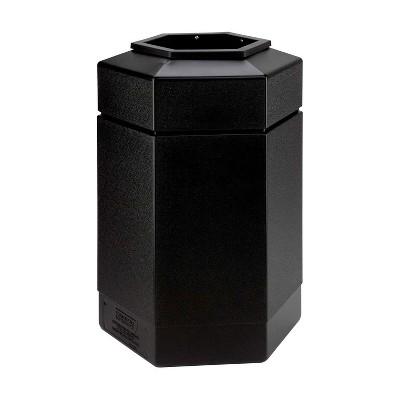 Commercial Zone 737103 Open-Top 30 Gallon Large Heavy Duty Easy Cleaning Hexagon Shape Waste Can Trash Container Garbage Bin, Black