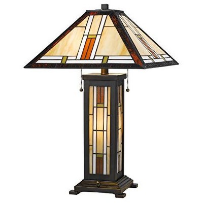 Cal Lighting 60W X 2 Tiffany Table Lamp With 7W Night Light - Tiffany