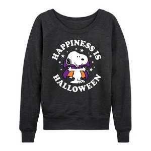 Women's - Peanuts - Happiness Is Halloween Lightweight French Terry Wide Neck Long Sleeve Shirt - 1 of 4