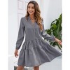 Coolmee Women's Mini Dresses Casual V Neck Button Down Long Sleeve Plaid Print Loose Flowy Shirt Dress - 2 of 4