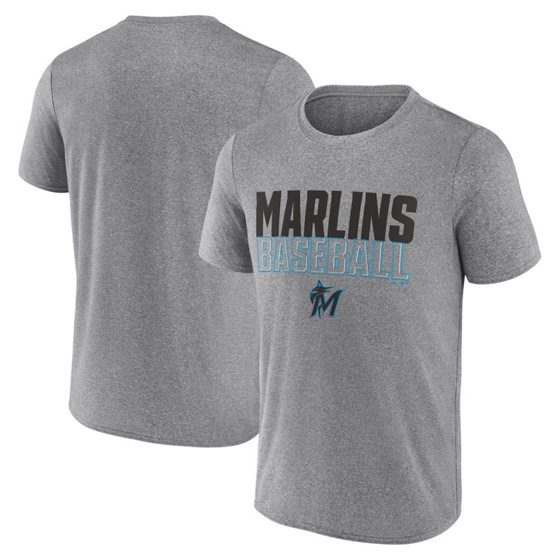 MLB Miami Marlins Men's Gray Athletic T-Shirt, 1 of 4