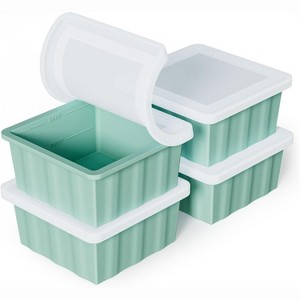 4-Pack 2-Cup Silicone Freezer Trays with Lid, Soup Portion Freeze Molds for Meal Prep, Stock, and Souped Ice Cubes - 1 of 4