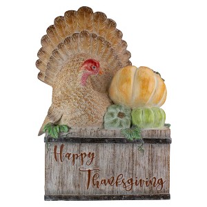 Northlight 20.25" Turkey and Pumpkins 'Happy Thanksgiving' Decoration - 1 of 4