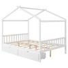 NicBex Full Size Platform Bed Modern House-Shaped Pine Bed Frame with 2 Drawers, Headboard and Footboard for Bedroom, No Box Spring Required, White - 3 of 4