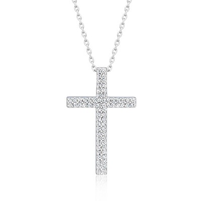 Ross-Simons 0.33 ct. t.w. Diamond Cross Pendant Necklace in Sterling Silver Size 18