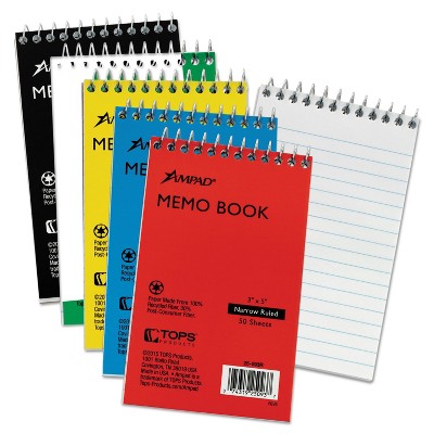 Ampad Wirebound Pocket Memo Book Narrow 5 x 3 White 50 Sheets 25093