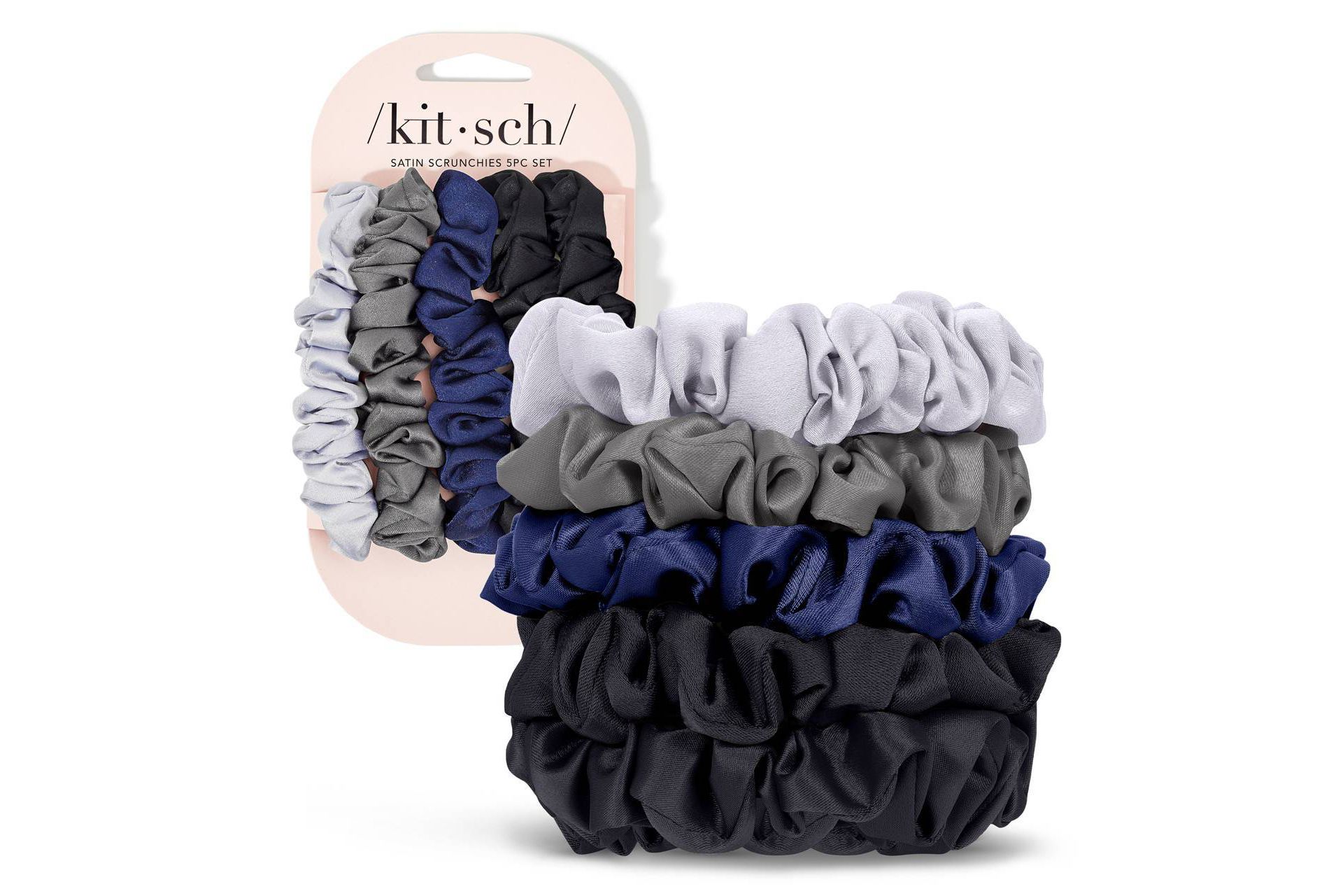 Kitsch Women's Satin Petite Scrunchies - Midnight - 5ct