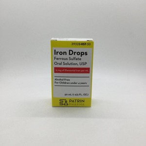 Patrin Pharma Iron Drops with Ferrous Sulfate Liquid Iron Supplement for Infants & Adults, 1.7 fl oz - 1 of 4