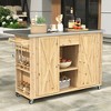Outdoor Kitchen Island with Stainless Steel Top, 52.25" W Patio Grill Cart, Rolling Bar Cart with Spice & Towel Rack for Backyard Garden Pool - 2 of 4