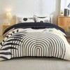 Boho Duvet Cover Queen Black Abstract Arch Modern Mid Century Bedding Set, 3 Pieces Soft Microfiber - 2 of 4