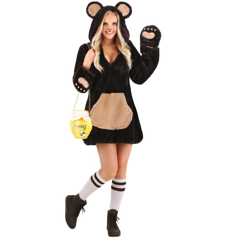 HalloweenCostumes.com Cozy Brown Bear Costume for Women, 3 of 4
