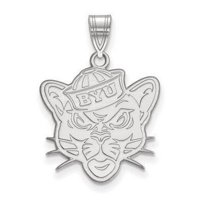 Black Bow Jewelry 14k White Gold Brigham Young Cougars NCAA Large Pendant