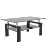 Angel Sar Modern Rectangular Glass Coffee Table, Clear Side Table, Center Table for Living Room, Black2 - 3 of 4