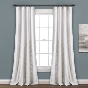 Set Of 2 Chenille Chevron Light Filtering Window Curtain Panel - Lush Décor - 1 of 4