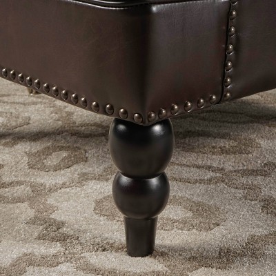 Elegant Malone Handcrafted Brown Leather & Wood Accent Chair