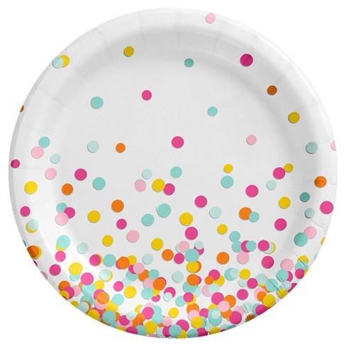  durony 48 Pieces Confetti Sprinkles Plates Thick Paper