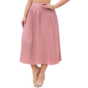Coolmee Womens Plus Size Maxi Skirt Long Shirring Pleated Skirts Elastic High Waisted A Line Skirts - 1 of 4