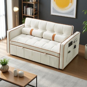 55.5" Velvet Convertible Sofa Bed with Pull-Out Sleeper - 1 of 4