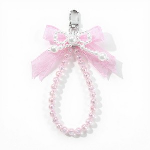 Anna-Kaci Beaded Keychain with Lace Bow and Pearl Accents - 1 of 4
