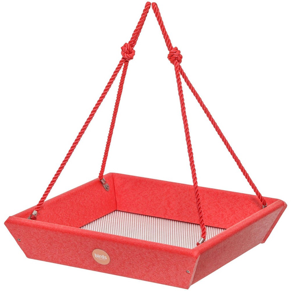 Birds Choice Color Pop Collection Recycled Plastic Hanging Tray Bird Feeder 11.25" - Red: UV & Weather-Resistant, for Multiple Bird Types