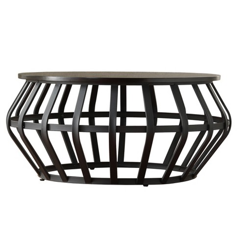 Olivery Round Accent Coffee Table Metal Frame Cage Slate Black Inspire Q Target