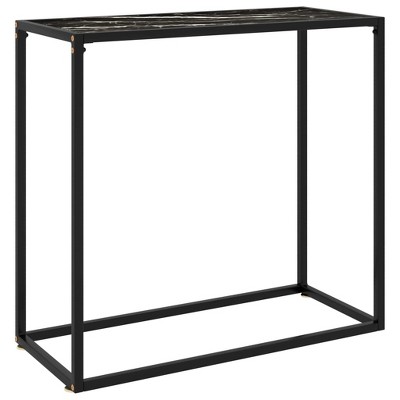 vidaXL Console Table Black 31.5 in.x13.8 in.x29.5 in. Tempered Glass