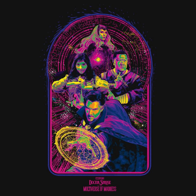 Girl's Marvel Doctor Strange in the Multiverse of Madness Neon Group Shot T-Shirt, 2 of 5