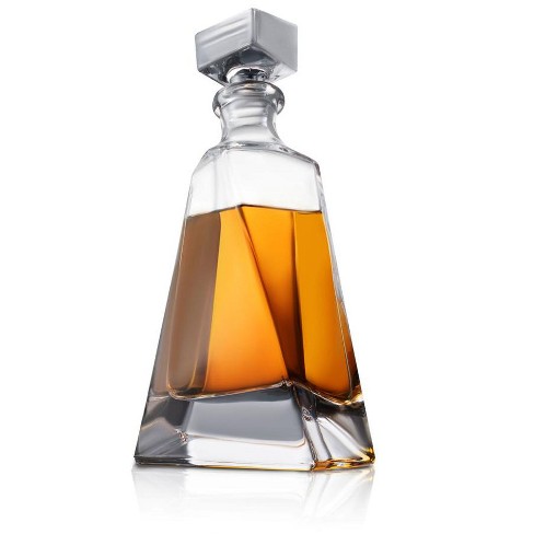 Clear high quality whiskey decanters with lid unique shape long glass  liquor decanters factory