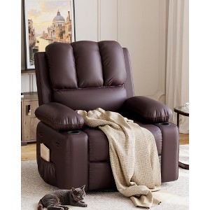 27'' Oversized Recliner, Manual Recliner Chair for Adults, PU Leather Single Sofa with with Extra Width - 1 of 4