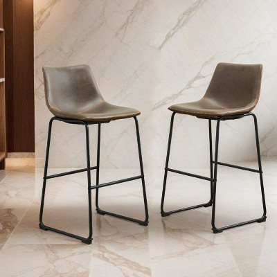 Lotusville Vintage PU Leather Barstools, Set of 2- Leovsnove