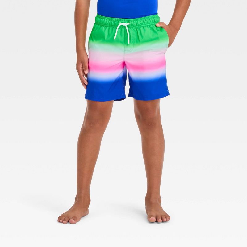 Boys&#39; Ombre Striped Design Swim Shorts - Cat &#38; Jack&#8482;, 1 of 5