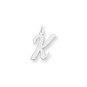 Black Bow Jewelry 14k White Gold, Madison Collection, Medium Script Initial Pendant A-W - 1 of 4