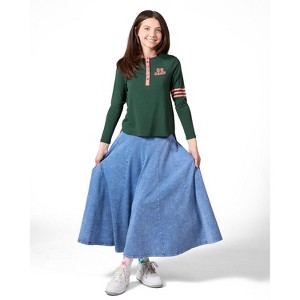 Memoi Girls Snap-Front Varsity Long Sleeve T-Shirt - 1 of 4