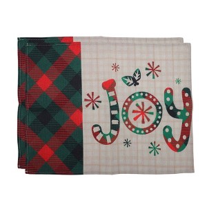 Unique Bargains Christmas Place Mats Linen Red Green Beige White 13"x17.7" 2 Pcs - 1 of 4