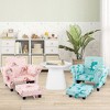 Tangkula Kids Upholstered Sofa w/Cute Patterns Footstool Ergonomic Backrest Armrests Blue - 2 of 4