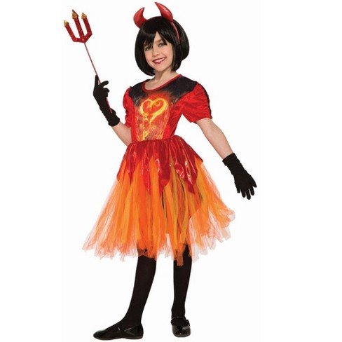Forum Novelties Girl's Little Devil Flame Sublimation Costume Large ...