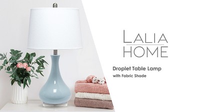 Gray Ceramic Droplet Table Lamp with White Fabric Shade