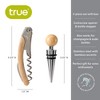 True Keepsake 2 Piece Bamboo Wine Opener Accessory Set -Includes Corkscrew Opener and Bottle Stopper-Stainless Steel Manual Bottle Opener,Cork Stopper - 3 of 4